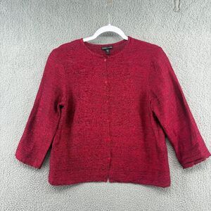 Eileen Fisher Shirt Red Lagenlook Oversized Linen Cotton Size Small